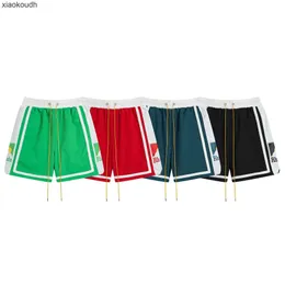 Rhude High End Designer Shorts för trendig High Street Summer Sunset Snowy Mountain Contrast Color Splicing Sport och Leisure Beach Snabbtorkningsshortvattnet med 1: 1