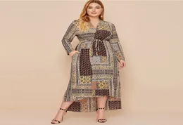 Muslimsk vintage tryck avslappnad klänning vårhöst plus storlek lång arabisk siskakia etnisk abaya dubai kläder7383287