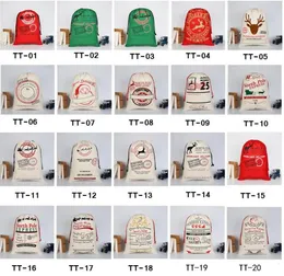 30 Styles Cartoon Large Organic Santa Claus Snowman Christmas Deer Sack Drawstring Canvas Christmas Gift Bag For Kids9407680