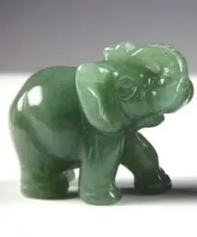 Skulpturer kinesisk grön jade snidad elefant liten staty staty