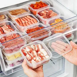 Storage Boxes Bins 12 pieces of 350ml refrigerant food storage box with lid frozen meat fresh-keeping super embedded Organizadore container Q240506