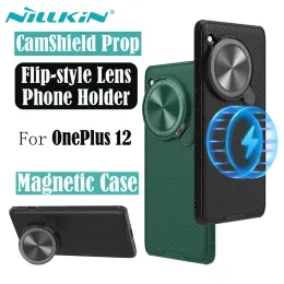 Fall för OnePlus 12 Magsafe Case Nillkin Camshield Prop Magnetic Charging Flipstyle Holder Camera Cover för OnePlus12 One Plus 12