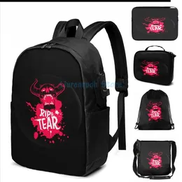 Zaino Funny Print grafico RIP Tear - Duotone USB Charge Men School Borse Women Bag Travel Laptop