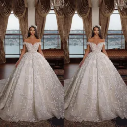 Abiti Glamour Sweetheart Matrimonio La palla Spalle scoperte Corpo intero Fiore Richiedente Cappella senza schienale Abito da sposa su misura Abiti da sposa