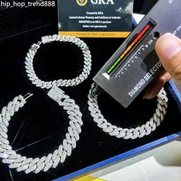 Horizon Iced Out Pass Diamond Tester VVS Moissanite Jewelry Colar Bracelet Womens 15mm Sier Miami Chain Chain Chave de Hip Hop Tennis Chain