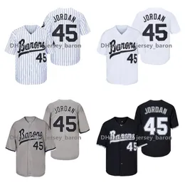 Mens Birmingham Barons koszulka Nichael Jor Dan Rookie 45 Biała szary czarny czarny 100% zszyty baseballowa koszulka baseballowa 241T