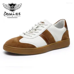 Casual Shoes Desai-Genuine Leather Sports Color Blocking Fashion Versatile Board Anti Slip 2024