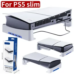 PS5 슬림 호스트 수평 홀더 디스플레이 도크 브래킷 4 개의 USB 포트 허브 디스크 버전 디지털 에디션 액세서리