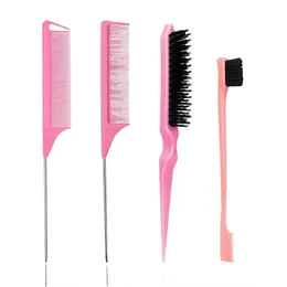 2024 Neues Kammset Frisur Spezialer Spitzschwanz Schlagen doppelköpfiger Pinsel Augenbrauen Langes Friseur Make -up Hochsteckfrisur Kinder Hair Salon Tools2.