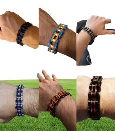 Pulseira de motocicleta punk moda pulseira preta azul prata dourada laranja titânio de aço inoxidável masculino de bicicleta r Jóias de pulseira de pulseira de pulseira6840644