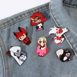 HOXAREEN HAZBIN HOTEL PERSONAGENS PINCOLADOS DE PINTO DE ESTRAÇÃO DE ANIME ANIME ANIME JOGOS HUROS PINS DE PINS DE PINCO DE ESTRADO DE METAL BROCUHA BUPTHPACK BACO DO CLARO