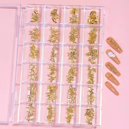 1 Box Nail Art Rhinestones Gold Letter 3D Crystal Dair Dairms for Nail Art Alloy Accessories DIY Diy Divory Supplies 240506