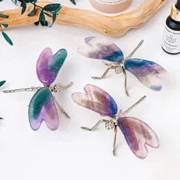 Natural Crystal Colorful Butterfly Home Decor Accessories Purple Fluorite Raw Stone Crystal Crafts Home Jewelry Office Ornament 240506