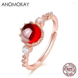 Rings de cluster anomokay romântico grande operações vermelhas mulheres rosa dourado pavilh