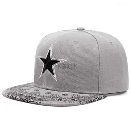 Bollmössor Fashion Five Pointed Star Baseball Caps för män Kvinnor Cotton Kpop Snapback Sport Visor Cap Male Outdoor Bone Flat Brim Hat D240507