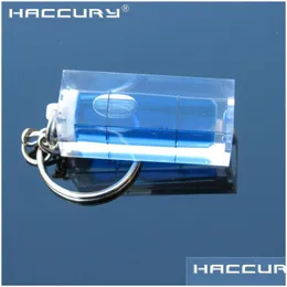 مستوى الأدوات قياس 20pcs/Lot haccury سلسلة مفاتيح الفقاعة الصغيرة روح الأكريليك مربع الأداة الحجم 15x15x36mm تسليم DH84N