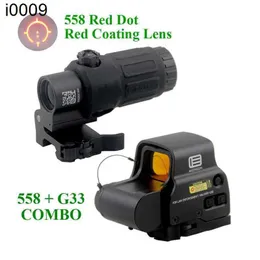 Original Ii i Tactical Hhs 558 Holographic Red Dot Scope Red Coating Len with G33 Magnifier Combo Hunting Rifle 3x Magnify Optics Switch to Side Sts