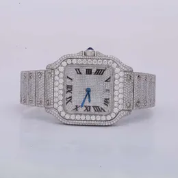 반짝이는 우아함 스테인 스틸 랩 자란 원형 컷 다이아몬드 손목 강화 된 VVS 명확성을 가진 남성을위한 시계.