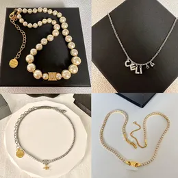 Advanced Fashion Romantic Celi Set Luxus Gold Stud Designer Ohrring für Frauen Hoop Brief Hochwertige Perlenohrringe Halskette Armband Schmuck Verlobungsgeschenke