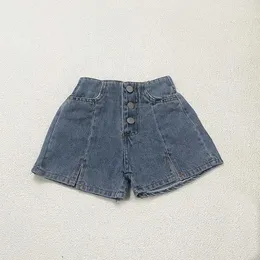 Shorts 2024 Fashion Kids Summer Solid Breen Denim per ragazze per bambini jeans pantaloni in vita elastica