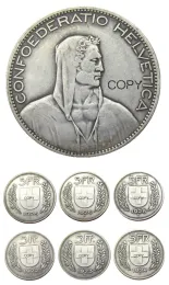 ミニチュアスイス5FRS 19221928 6PCSシルバーメッキクリエイティブコピーコイン