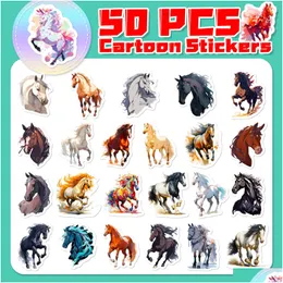 Car Stickers 50Pcs Cartoon Horse Non-Random Waterproof Vinyl Sticker Laptop Skateboard Motor Water Bottle Snowboard Wall Decals Kids G Dhmwk