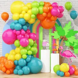 128pcs różowy limonkowy zielony łupek niebieski pomarańczowy żółty lateksowy Rainbow Balloon Garland Arch Zestaw na urodziny Dekoracja przyjęcia 240417