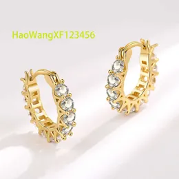 Märke lyx Rose Gold 925 Silver Black Gun Plated Crystal Moissanite Diamond Zircon Evening Hoop Drop Earrings For Women