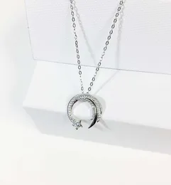 Moon Star 925 Sterling Sier Meteor Garden Slip Falling Microinlaid CLAVICLE CHAVE Temperament Kvinnliga halsband Sne2959652973