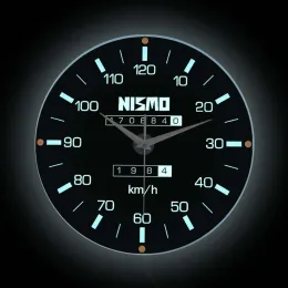 시계 모터 스포츠 속도 속도계 현대적인 디자인 LED 가벼운 벽 시계 남자 동굴 차고 장식 경주 용 자동차 대시 보드 구간 시계를 운전합니다.