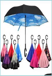Зонтики Чанд обратный размер зонтичных ветропроницаемых двухслойных перевернутых зонтиков Inside Out Self Stand 40 Styles EEA1680 DELV DELIV BRH2673851