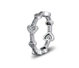 Compatível com jóias anel de jóias Silvering Hearts Rings com CZ 100 925 Sterling Silver Jewelry DIY inteiro para Women932265932699904