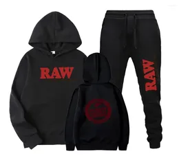 Men's Tracksuits Hoodie Sweatshirts Red RWA Round Print Harajuku Autumn Winter Set Pullover Fashion