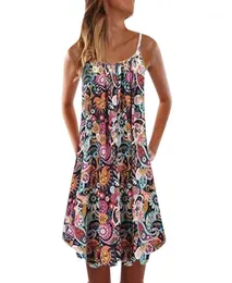 Womens Dress damen Vintage Boho Women Summer Sleeveless Beach Printed Short Mini Dress dresses for women1571812