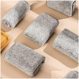 Sprzątnia tkaniny 1 3PCS mocne bambusowe węgiel na szalkę z mikrofibrem ręcznik kuchenny zagęszony chłonny bez kija szmaty oleju do domu 220926 Dr dhtsx