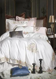 1000TC Egyptian Cotton Royal Luxury Bedding Set White King Queen Size Embroidery Bed Set Duvet Cover Bedsheet Set Parrure De Lit1869850