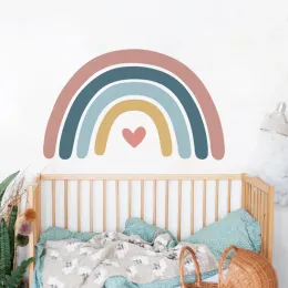 Klistermärken Boho Rainbow Watercolor Wall Stickers för barnrum Baby Room Selfadhesive Decal på väggen Nordiska barnkammare Vinyl PVC