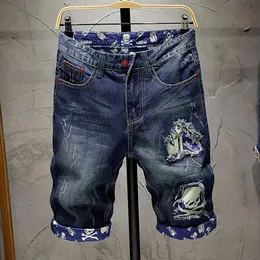 Fashion clothing 2024 trendy brand true religious ripped jeans shorts men distressed holes trendy Instagram high street explosive street style mens jeans designs