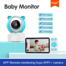 C8 Audio Video Baby Monitor 5 "TUYA SMART WiFi Matning Påminnelse Temperatur Motion Ljuddetektering App Visa Kontrollkamera 1080p