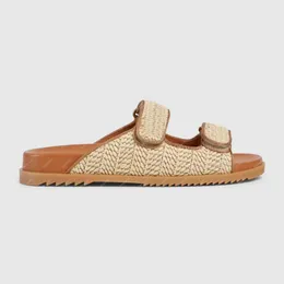 Designer Slippers Mulheres homens Sandálias Double Sandals Plataforma Dadd Slides Summer Beach Raffie Raffie Slipper Slipper 36-46