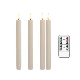 346 pezzi Remoto Control Candele natalizie a strisce decorative da 10 pollici Timer di plastica Beige Bandele senza fiamma Bandela Luce calda 240430