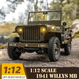 Cars FMS 1:12 1941 dla Willys MB Scaller Willys Jeep 2.4G 4WD RTR Crawler Climbing Scale Buggy RC Model samochód dorosły dzieci