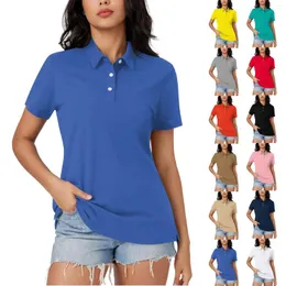 Women's Polos Combed Cotton Polo Shirt Pure Short-Sleeve Solid Color Breathable Outdoor Tennis Wear