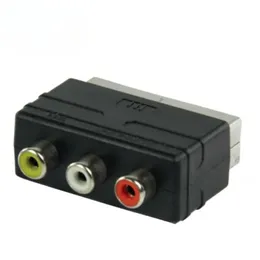 Högkvalitativ SCART Male Plug till 3RCA Phono Female AV TV Audio Video Adapter Ingång för PS4 för Wii DVD VCR PCIe GPU