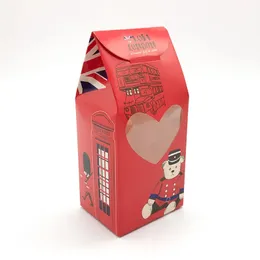 20pcs Red Soldier Candy Box mit Herz Sharped Fenster Liebe London Briefe für Hochzeit Kinder Geburtstagsfeier Candy Cookie Pakcaging 240426