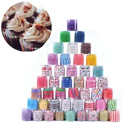 Cupcake Rainbow Muffin Kağıt Astarlar Renkli Combo Tek Kullanımlık Fişek Set Kek Kalıp Dekorasyon Araçları 60 Renk