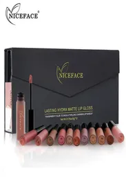 Niceface 12 Colors Lip Gloss Matte Liquid Lipstick Sexy Paint Paint Longlasting Hydra Lips Makeup Kit1025280