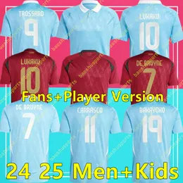 بلجيكا 24 25 كرة قدم جيرسي دي بروين لوكاكو دوكو 2024 كأس يورو القميص الوطني لكرة القدم قميص 2025 رجال Kids مجموعة المنزل بعيدا عن قطار Tielemans Bakayoko Trossard