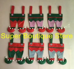 Good quality 6 styles mixed Christmas elf pants stocking elf candy bag Xmas stocking kids gift bag for whole19197772563