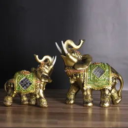 Sculptures Elephant Statue, Lucky Feng Shui Green Elephant Sculpture Wealth Figurine for Home Office Decoration Gift